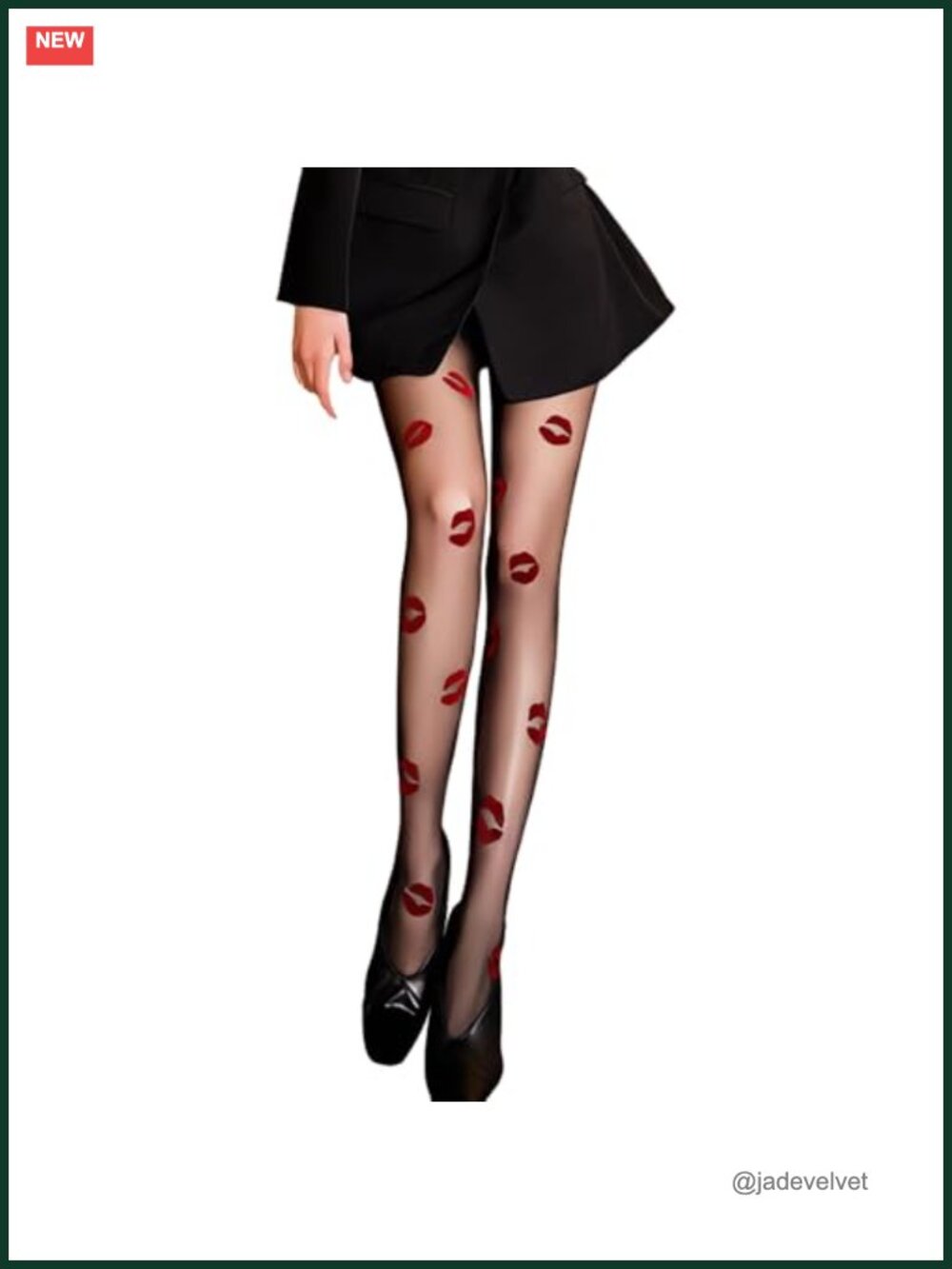 Sheer Pantyhose High Waist Red Lip Pattern Tights for Women Cosplay Party